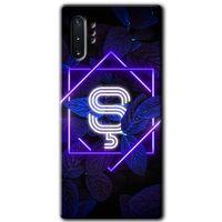 MRCİLETİSİM MRCİLETİSİM Samsung Galaxy Note 10 Plus Kılıf HD Desen Baskılı Arka Kapak + Temperli Cam - Dark Neon  Ş Harfi