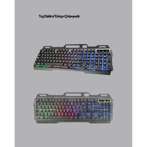 Işıklı  Klavye Mouse Ve Bluetooth Kulaklık Seti Türkçe Q Usb