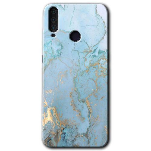 General Mobile GM 10 Kılıf HD Desen Baskılı Arka Kapak - Mavi Gold Mermer