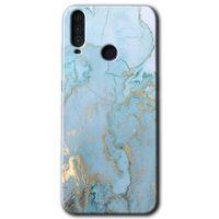 General Mobile GM 10 Kılıf HD Desen Baskılı Arka Kapak - Mavi Gold Mermer