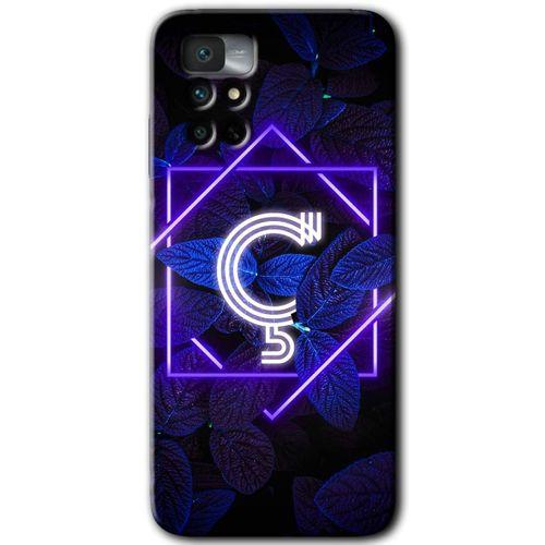 Xiaomi Redmi Note 11 4G HD Baskılı Kılıf + 9D Tam Ekran Koruyucu - Dark Neon Yaprak Ç Harfi