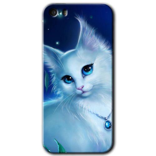 iPhone 5 Kılıf HD Desen Baskılı Arka Kapak + Temperli Cam - Cat Glance