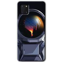 Samsung Galaxy A81 Kılıf Baskılı Kapak - Astronot + 5D Tam Kaplayan Cam