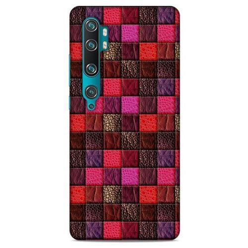Xiaomi Mi Cc9 Pro Kılıf Patchwork (22) Tam Koruma Kılıfı Fuşya Bordo