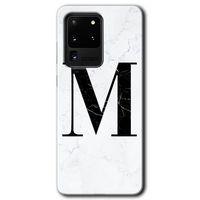 Galaxy S20 Ultra Kılıf HD Desen Baskılı Arka Kapak - Beyaz Mermer Desenli M Harfi