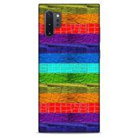 Samsung Galaxy Note 10 Plus Kılıf Patchwork (38) Neo Hybrid Kılıf Yeşil Kırmızı Mor