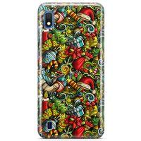 Samsung Galaxy A10 Kılıf Mery Christmas Doodle Arka Kapak Koruma Desenli Full Koruyucu
