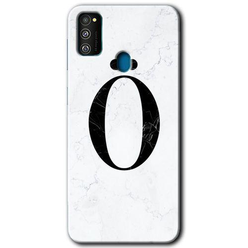 MRCİLETİSİM Samsung Galaxy M21 Kılıf HD Desen Baskılı Arka Kapak + Temperli Cam - Beyaz Mermer Desenli Ö Harfi