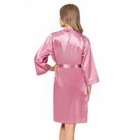 Gül Kurusu Kısa Saten Bride Sabahlık