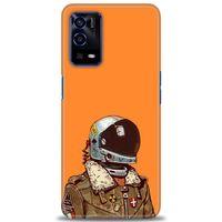 Oppo A55 Kılıf HD Baskılı Kılıf - Turuncu Astronot + Tam Ekran Koruyucu