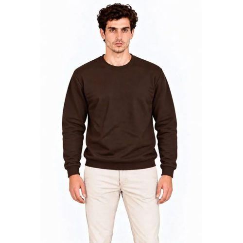 Erkek Bisiklet Yaka İçi Şardonlu 2 İplik Düz Uzun Kollu Regular Fit Sweatshirt - Kahverengi