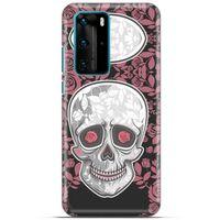 Huawei P40 Pro Uyumlu Kılıf Pembe Delisi (36) Glitter Kılıf Kurukafa