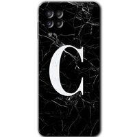 Galaxy M22 Kılıf HD Desen Baskılı Arka Kapak - Siyah Mermer Desenli C Harfi
