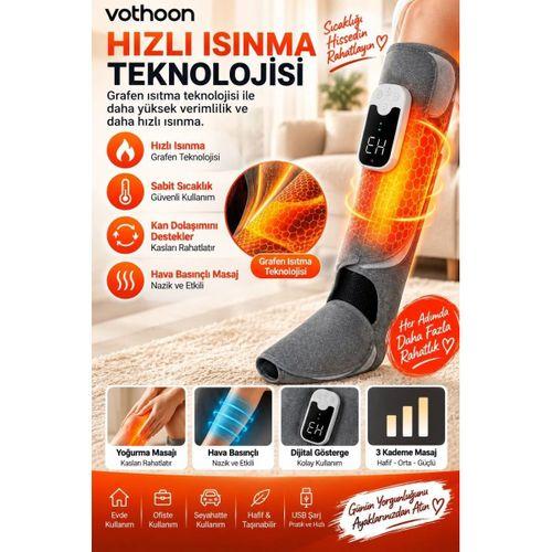 Akıllı Ayak Ve Baldır Masaj Cihazı Isı Terapili Hava Basınçlı 3 Kademeli Masaj Şarjlı Bacak Masaj Aleti