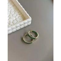 Taşlı Halka Küpe - Yeşil