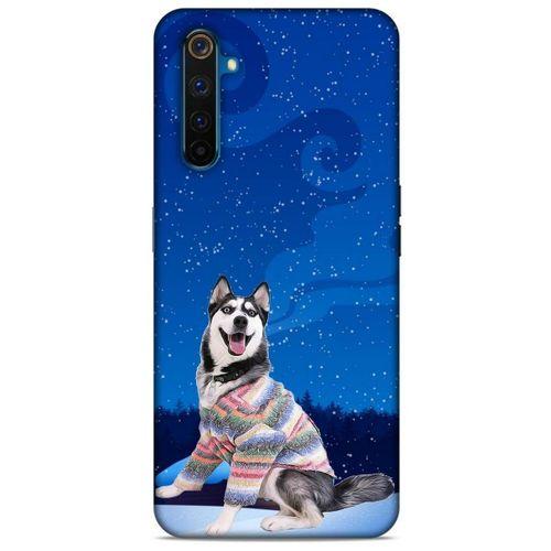 Oppo Realme 6 Pro Kılıf Köpek Kıyafetleri (45) Liquid Air Kılıf Husky Renkli Süveter