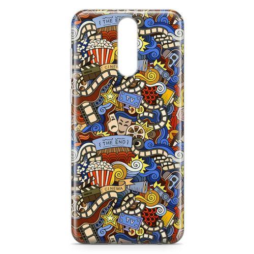 Huawei Mate 10 Lite Kılıf Doodle Sinemasever Arka Kapak Koruma Desenli Full Koruyucu