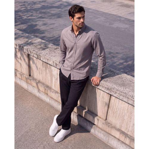 Erkek Standart Kesim Gabardin Kumaş Uzun Kollu Gömlek
