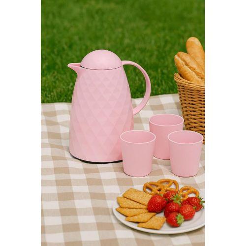 1 Lt Akrilik Soft Pembe Çay Termosu 12 Saat Sıcak 24 Saat Soğuk
