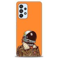 Samsung Galaxy A53 5G Kılıf HD Baskılı Kılıf - Turuncu Astronot + Tam Ekran Koruyucu
