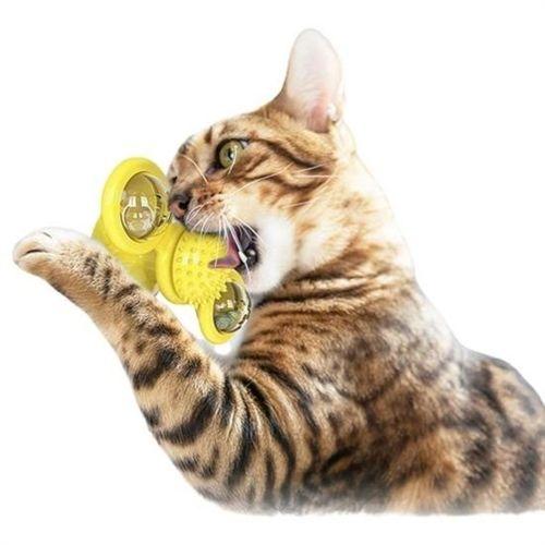 Angel Of Life® Pet Malzemeleri Vantuzlu Fırıldak Toplu Dönen Şeffaf Depo Tasarım İnteraktif Kedi Oyuncağı
