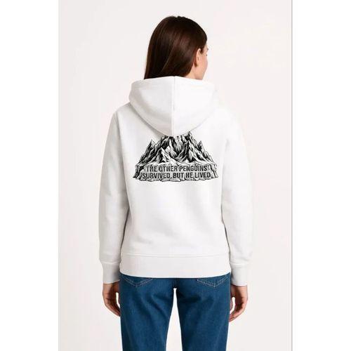 Nihilist Penguen Temalı Oversize Kapüşonlu Sweatshirt - Beyaz