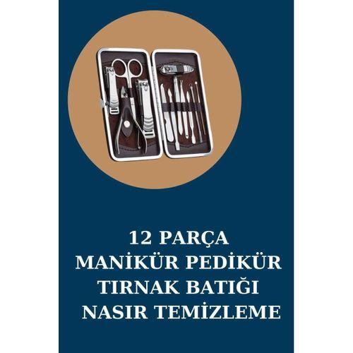 12 Parça Manikür Pedikür Seti Özel Deri Çanta El Ayak Bakımı Akne Ve Sivilce Temizleme