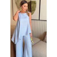 Asimetrik Bluz - Pantolon İkili Takım