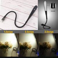 Kompakt USB Siyah 14 Ledli 3 Kademeli Dokunmatik Okuma Lambası