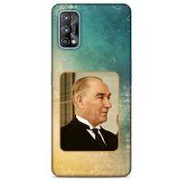 Oppo Realme 7 Pro Kılıf Atatürk (27) Tasarımlı Kılıf Sarı Yeşil