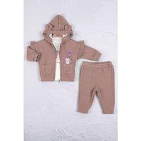 Kirpi Nakışlı % 100 Pamuk 3'lü Kız Bebek Takım