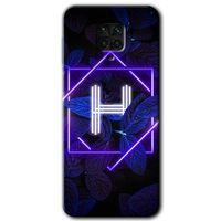 Xiaomi Redmi Note 9 Pro Kılıf Baskılı Arka Kapak - Dark Neon Yaprak H Harfi +Tam Ekran Koruyucu