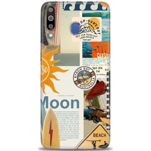 Samsung Galaxy M30 Kılıf HD Baskılı Kılıf - Moon + Tam Ekran Koruyucu