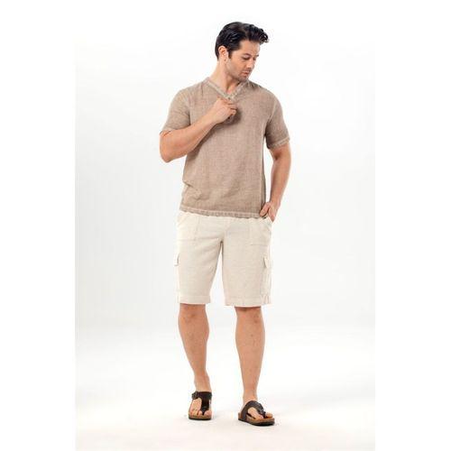 Keten Lastikli Erkek Şort Krem Krm