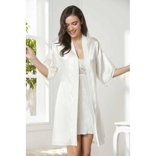Pierre Cardin 4045 Kadife Saten Dantelli Gecelik Ve Sabahlık Takımı