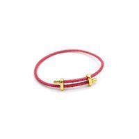 Deri Hasır Bileklik - Fuşya