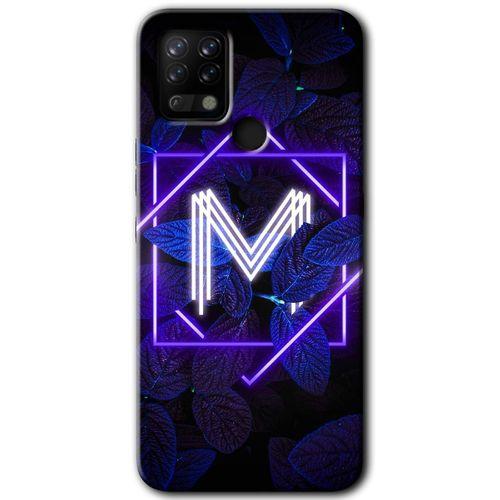 Potkal Hediye Fabrikası Tecno Pova Kılıf HD Desen Baskılı Arka Kapak - Dark Neon Yaprak M Harfi