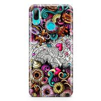 Huawei P Smart 2019 Kılıf Donut Doodle Arka Kapak Koruma Desenli Full Koruyucu