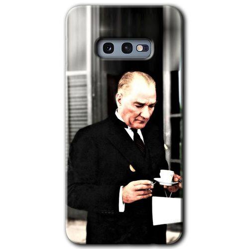 Samsung Galaxy S10e HD Baskılı Kılıf + 9D Tam Ekran Koruyucu - Atatürk Türk Kahvesi