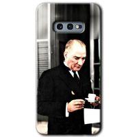 Samsung Galaxy S10e HD Baskılı Kılıf + 9D Tam Ekran Koruyucu - Atatürk Türk Kahvesi