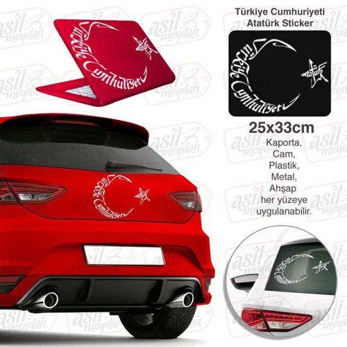 Türkiye Atatürk Yazı Ay Yıldız Beyaz Sticker, Araba, Oto, Etiket, Tuning, Aksesuar, Modifiye, Arma,