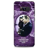 Samsung Galaxy S8 Kılıf Atatürk (10) Full Koruma Kılıfı Mor