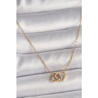 316L Çelik Gold Renk Zincir Birleşik Kalp Model Kadın Kolye