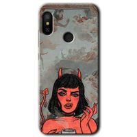 Xiaomi Redmi Note 6 Pro Kılıf HD Desen Baskılı Arka Kapak+Temperli Cam - Devil Girl