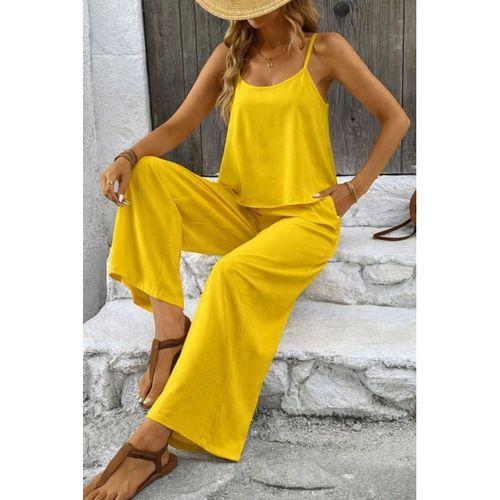 Kadın Ip Askılı Yuvarlak Yakalı Aerobin Kısa Bluz Ve Pantolon Ikili Takım