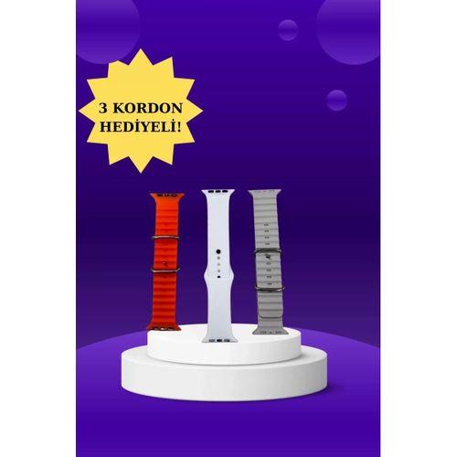 Akıllı Saat Arama Görüşme Bildirim Görme Uyku Ve Sağlık Takibi Nabız Ölçer 3 Kordon Hediyeli