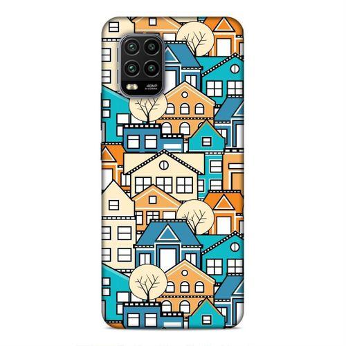 Xiaomi Mi 10 Lite Kılıf Mavi Evler Arka Kapak Silikon Koruma Full Koruyucu