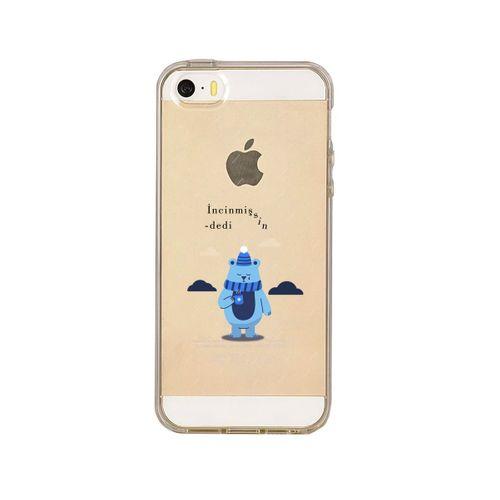 iPhone 5 İncinmişsin Dedi Desenli Premium Şeffaf Silikon Kılıf