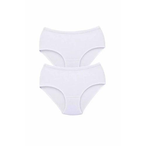 2 Adet Tutku Kadın Yüksek Bel Bato Kalın Lastik Külot Beyaz