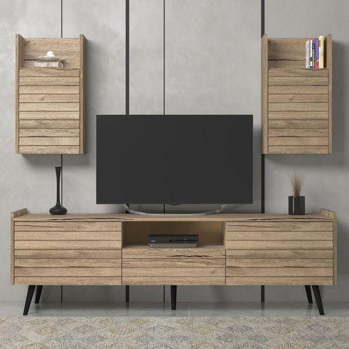 Della Panjur Kapaklı 2 Kapak 1 Çekmece Premium 180 Cm Tv Ünitesi - Minifiks - Pera - Siyah